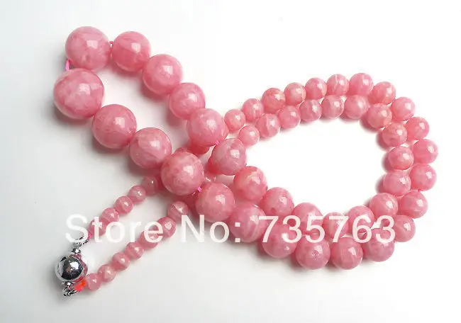 

FREE SHIPPING>>>@ HOT1269 Natural Argentina Rhodochrosite Round 7-14mm Beads Necklace for Women