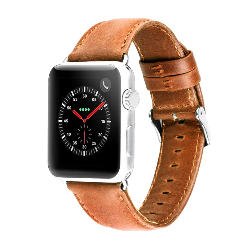 HOCO ремешки из натуральной кожи для Apple Watch Series 5 4 3 2, ремешок для умных часов, совместимый с IWatch Band 44 мм 42 мм 40 мм 38 мм - Цвет ремешка: Yellow brown