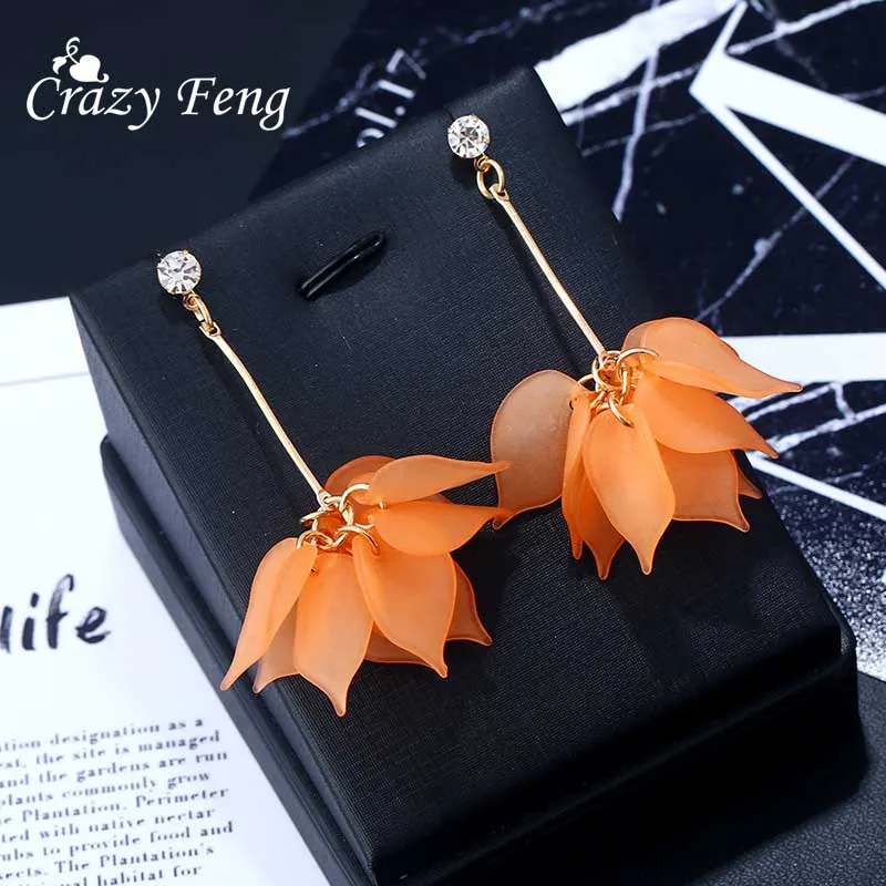 2018 New flower handmade bohemia boho earrings women fashion long hanging earrings crystal female wedding earings party jewelry