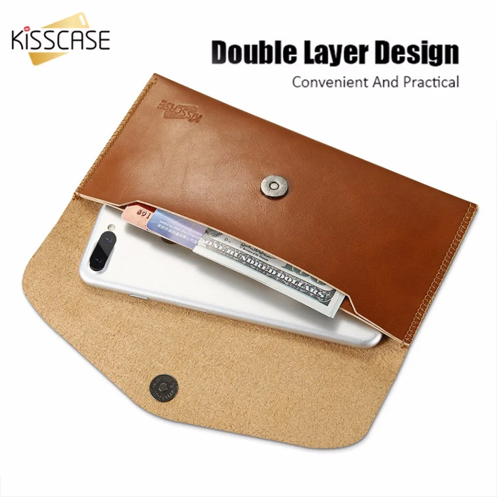 

KISSCASE For iPhone 7 Plus Case Card Slot Wallet Cases For iPhone 6 6s 5.5'' Universal For Samsung Galaxy For Huawei Phone Bag