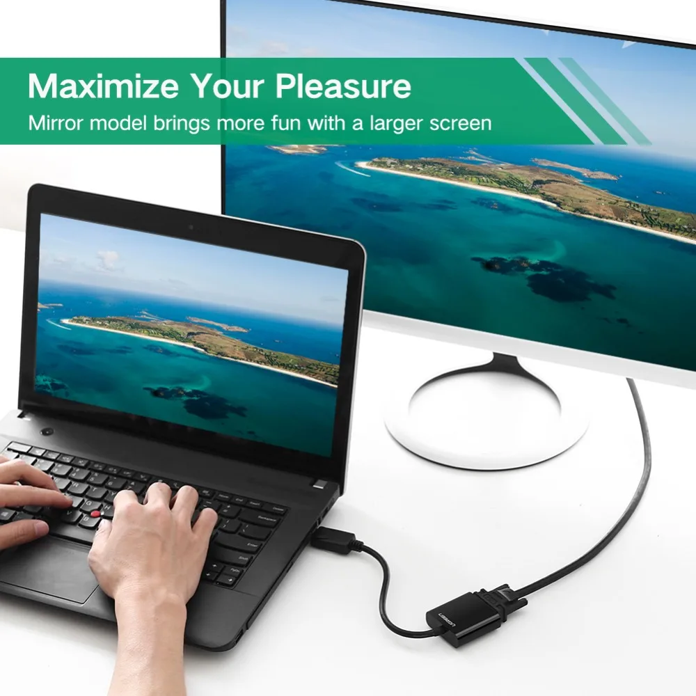 Адаптер Ugreen 1080P для порта дисплея на VGA переходник DP папа мама кабель конвертер