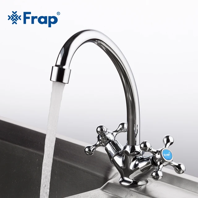 Best Offers Frap Classic Style Kitchen Faucet Cold and Hot Water Mixer Tap Double Handle Torneira Cozinha 360 Degree Rotation F4908