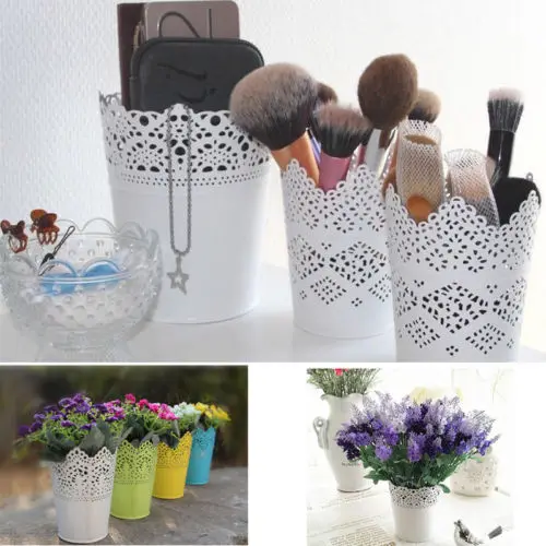 

1Pcs Cute Lace Floral Plant Flower Vase Pot Pen Makeup Brush Storage Boxes Bin Holder Desk Organizer Case Container Cases