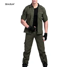 Seausilm камуфляжные костюмы комплекты Мужской тактический военный мундир куртки и брюки армии костюм брюки-карго хлопок Повседневные комплекты одежды LQ-TMJ-04