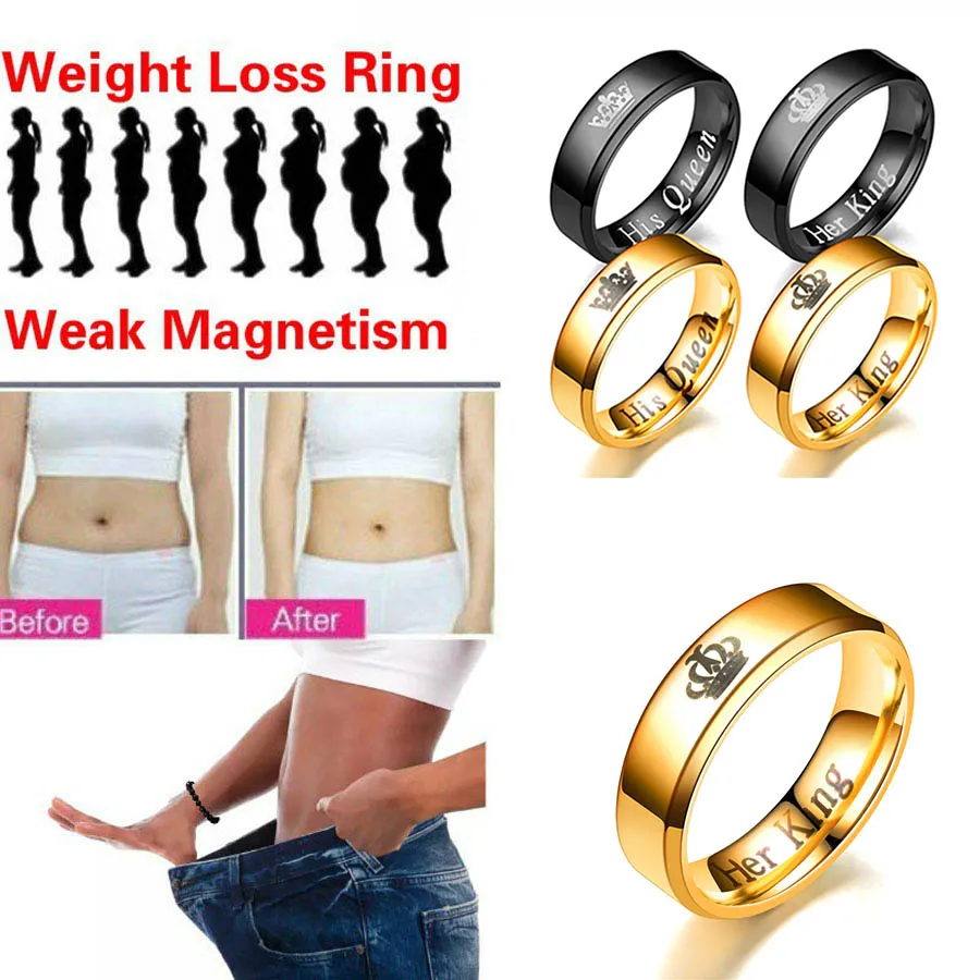 Best 2018 Fashion Jewelry Magnetic Therapy Surface Healthcare Weight Loss Her King His Queen Ring Stainless Steel Rings For Women Men