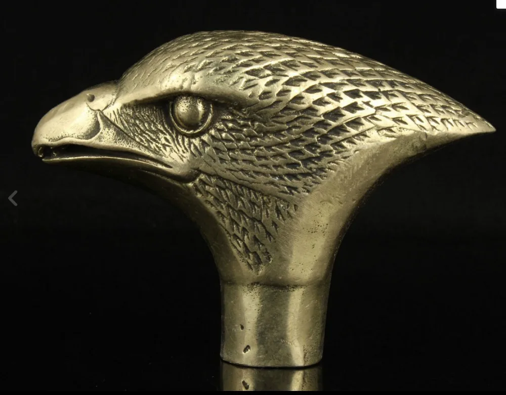 CHINESE Old Copper Handwork Carved eagle Statue Walking Stick Head Collectable