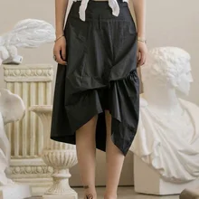 Cakucool летние простые неправильной формы двойная талия дизайн складки Повседневная Удобная Женская юбка