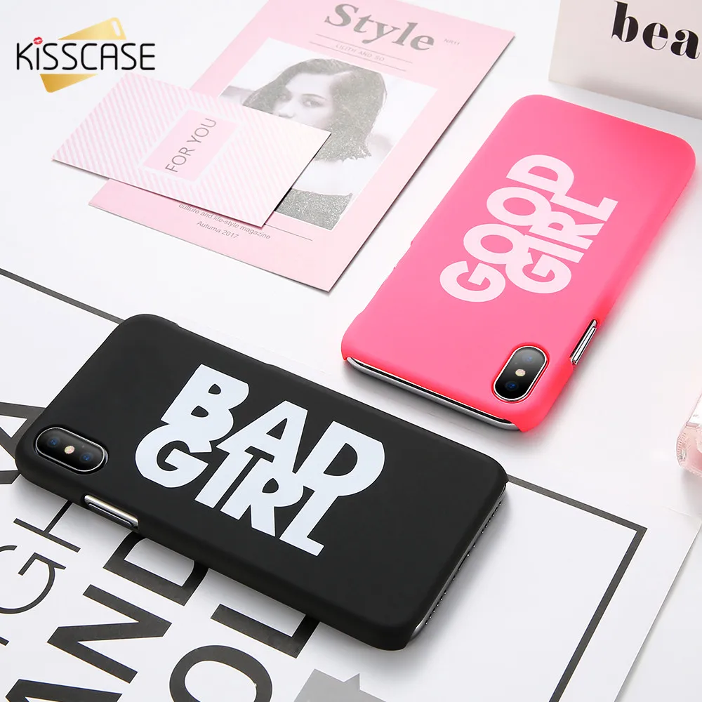 KISSCASE Cute For iPhone 6 7 8 plus Case Cover 5S SE 5 Black Pink Luxury Fashion Hard PC X 6s Fundas |