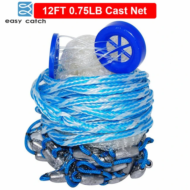 Easy Catch 12 Feet Radius 0.75LB Fishing Cast Net American Heavy