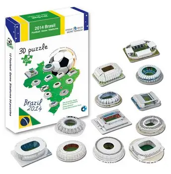 

Candice guo 3D puzzle DIY toy paper building model 2014 Brazil Football Game Stadium assemble hand work birthday gift 12pcs/set