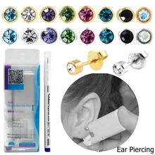 Showlove-1 упаковка, новые одноразовые безопасные Сережки для пирсинга, стерилизованные сережки, пирсинг, пистолет, набор инструментов, встроенные сережки, CZ драгоценный камень
