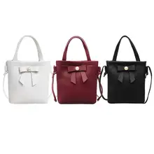PU Leather Small Women Bucket Bags Bowknot Female Messenger Bags Handbags Ladies Flap Shoulder Crossbody Bag