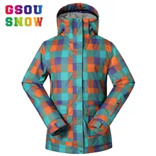 GSOU, Женская лыжная куртка, теплая зимняя куртка для девочек, цветная, 10 K, термальная, для катания на лыжах и сноуборде, ветрозащитная Женская куртка