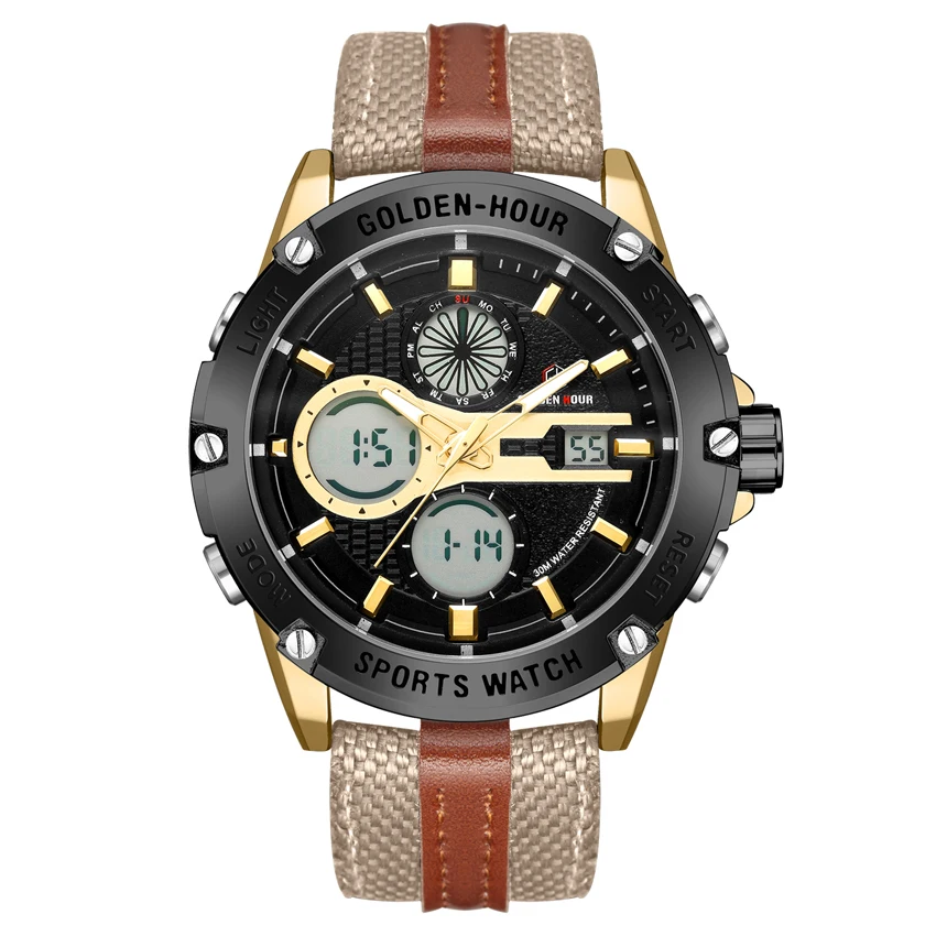 Reloj Hombre GOLDENHOUR спортивные мужские часы в стиле милитари Автоматические цифровые водонепроницаемые мужские часы армейские мужские наручные часы Relogio Masculino