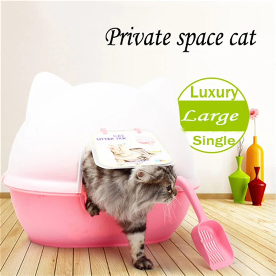 Cat Bedpans Enclosed Cats Litter Box Toilet Large Pet Potty Indoor