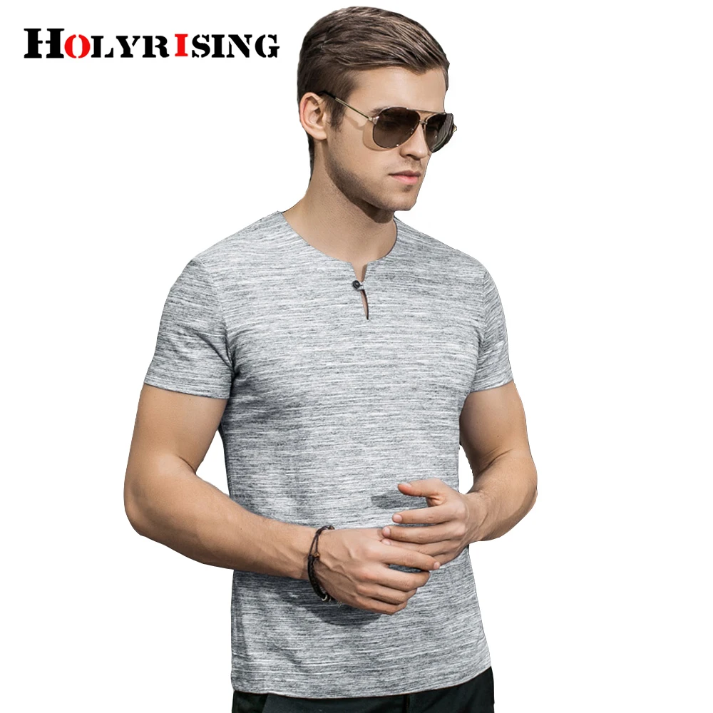 

Holyrising Men Henley Shirt 2018 new Tee Tops Slim Fit T-shirt Button placket Casual men Outwears Popular Design 8 color #18234