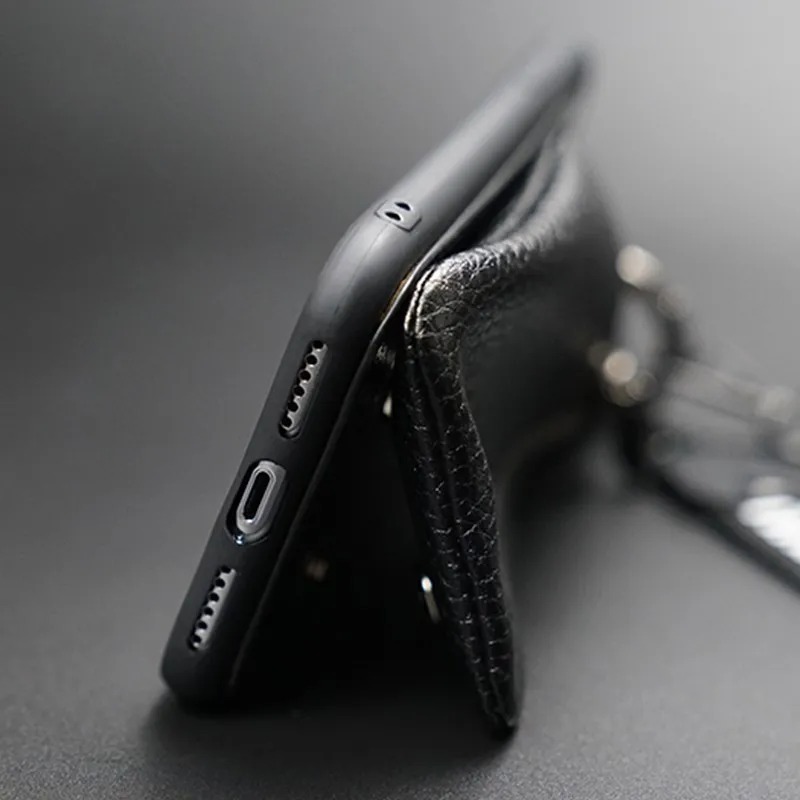 Роскошный чехол-кошелек из искусственной кожи на молнии, чехол из ТПУ для iPhone XS Max XR 10 X, задняя крышка с круговым кольцом для iPhone 8, 7, 6, 6S Plus, со шнурком