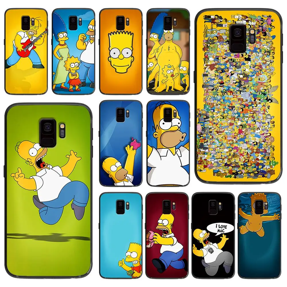 

Funny simpsons soft phone cover case for Samsung Galaxy S6 S7 S8 S9 S10e Plus Note 8 9 Black silicone Cases