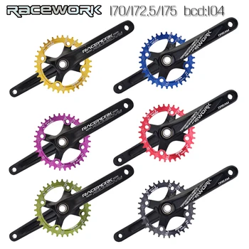 

Fahrrad kurbel kettenblatt 104BCD MTB Bike Kurbel Aluminium Legierung Mit Boden Kurbel 170mm platte rot 32 T 34 T 36 T 38 T