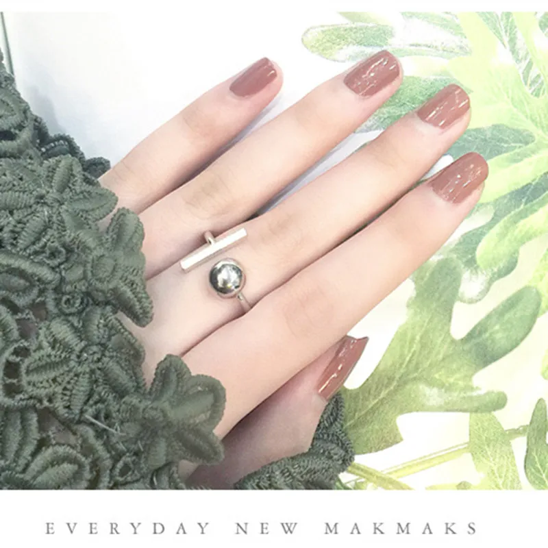 

Fashion sphere and strip ring, solid geometry open rings 8CRD51