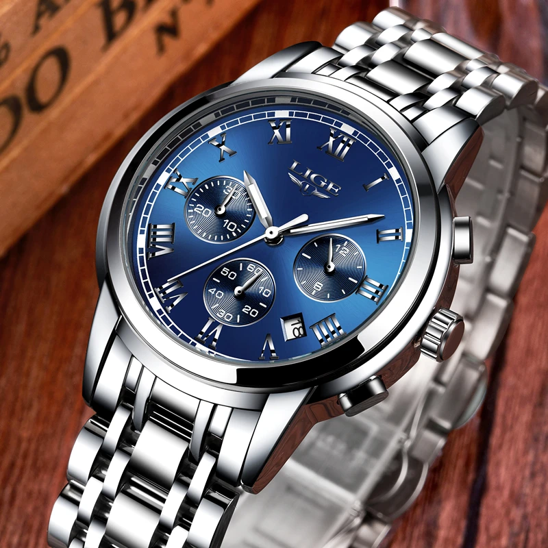 LIGE Mens Watches Fashion Sport Quartz Clock 2018 Top Brand Luxury Full Steel Businesss Waterproof Watch Relogio Masculino 9810