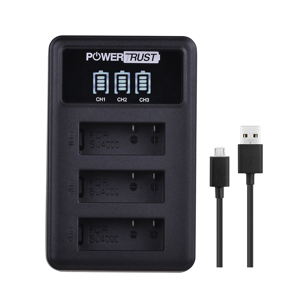 Kaufen 4Pcs 1180mAh PG1050 Batterie + LED 3Slots USB Ladegerät Für SJCAM SJ4000 M10 SJ5000 SJ5000X Für EKEN h9 H9R H8R H8 GIT PG900