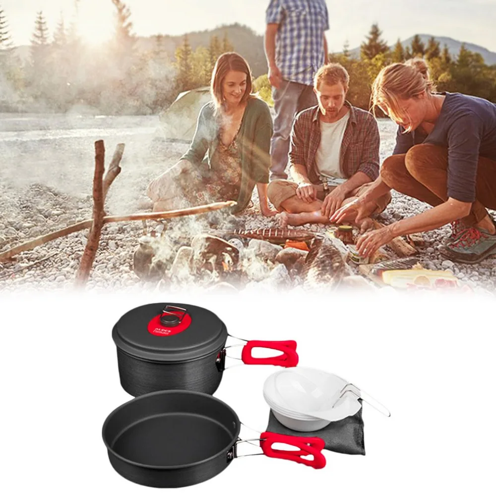 ALOCS CW-C29 ultraligero de Camping al aire libre de utensilios de cocina olla de olla Pan tazón vajilla Picnic cocina herramientas para 1-2 la gente