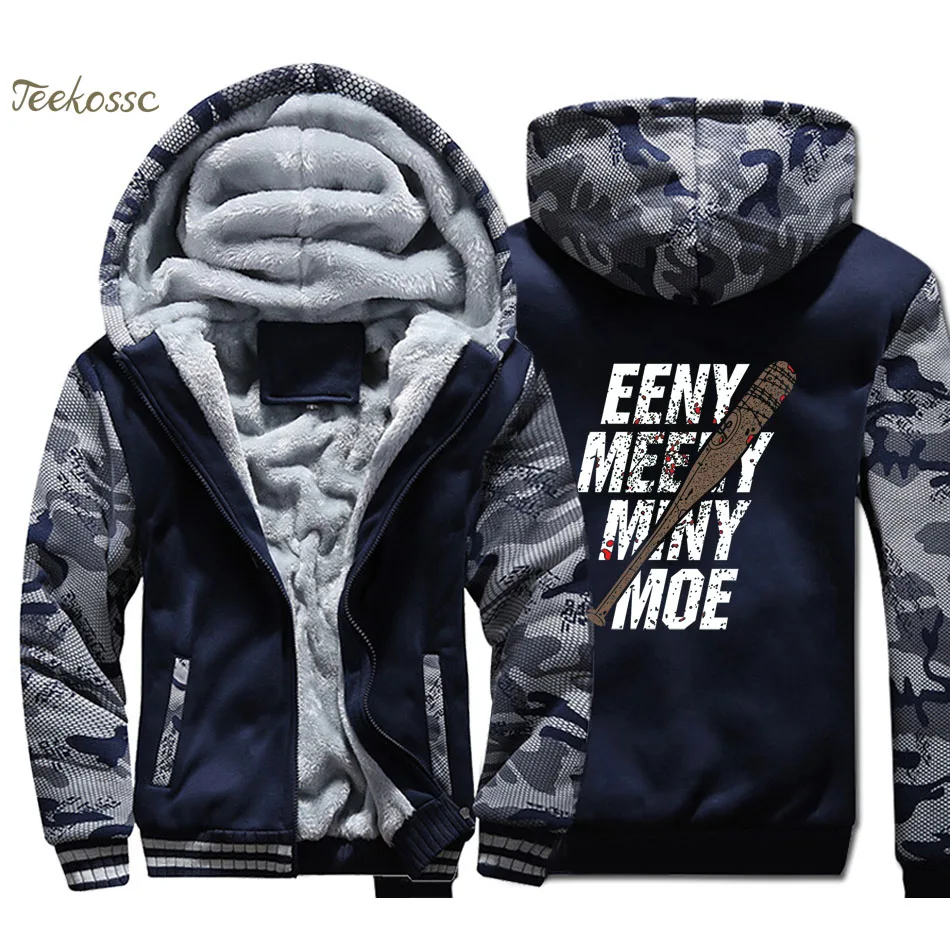 

Eeny Meeny Miny Moe Negan Lucille Bat Zombie Hoodie Men Hooded Sweatshirt Coat Winter Fleece Thick Jacket Hip Hop Streetwear 4XL