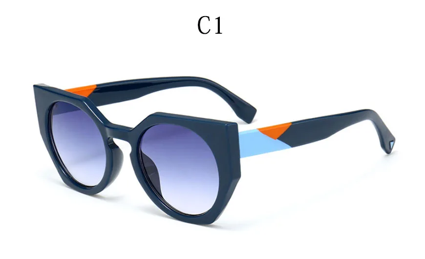 Новые большие солнцезащитные очки с бабочкой для женщин, брендовые дизайнерские круглые женские очки, модные женские солнцезащитные очки кошачий глаз UV400 - Цвет линз: C1