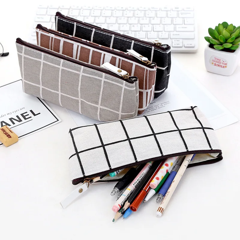 

Learning Stationery Small Fresh Striped Canvas Pencil Case Simple Creative Male and Female Student Stationery Box