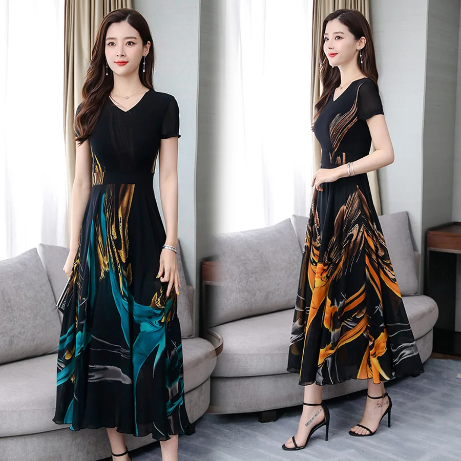 4XL размера плюс макси платья с принтом вечерние пляжные Vestido 2020 летние новые