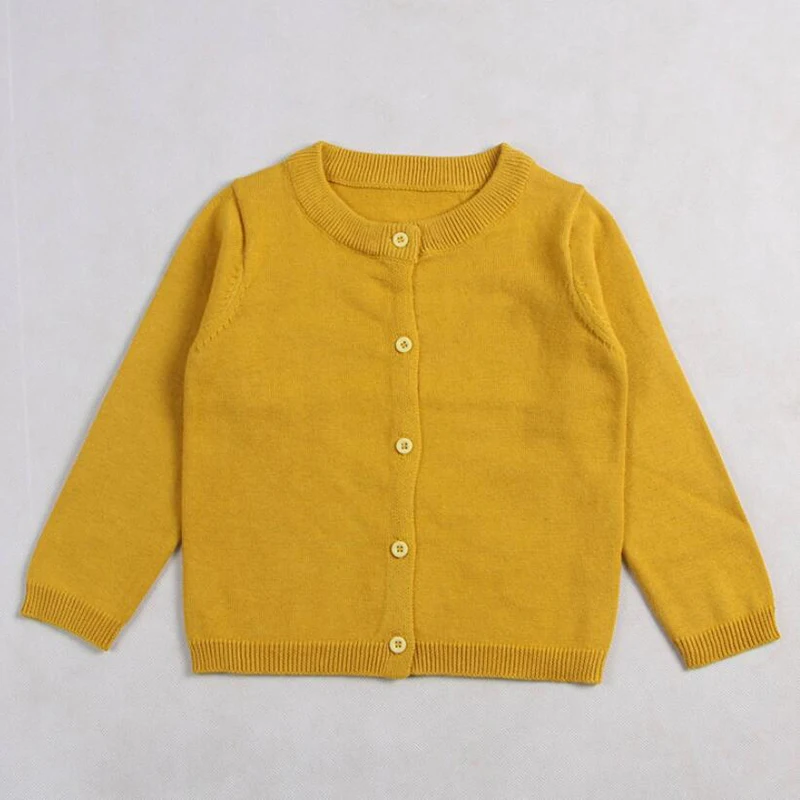 Вязаный кардиган для мальчиков и девочек, осенне-весенний хлопковый свитер, верхняя одежда для маленьких детей, детские свитера, однотонная одежда для детей 1-7 лет