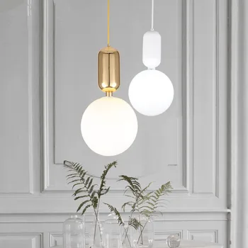 

Nordic Glass LED Pendant Lights Globe White Round Ball Pendant Lamps For Living Room Kitchen Fixtures Bar Lustre light