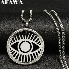 Lucky tuk-eye – collier rond en acier inoxydable pour hommes et femmes, bijoux avec strass scintillants, œil du diable, couleur argent, N77486