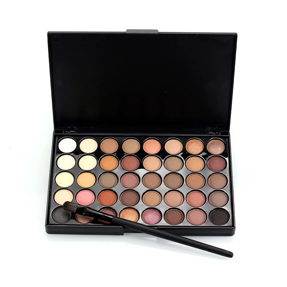 

Popfeel 40 Colors Matte Shimmer Eyeshadow Palette with Brush Eye Shadow Powder Pigment Set Women Nude Makeup Cosmetics Tool