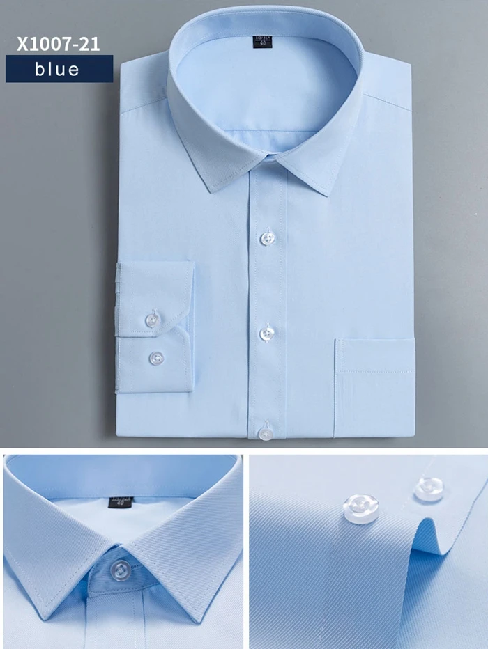 Размера плюс XXXL 4XL 5XL 6XL однотонная серая тонкая ткань саржевого переплетения Бизнес Формальные Для мужчин рубашки для мальчиков с длинным рукавом Элегантный Бизнес мужские офисные рубашки