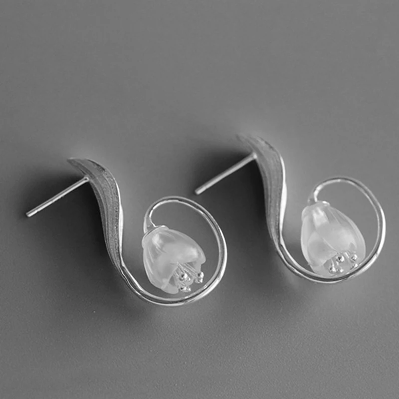 Lotus Fun Genuine 925 Sterling Silver Earrings for Women Cristal Natural Crystal Lily Flower Dangle Drop Earring