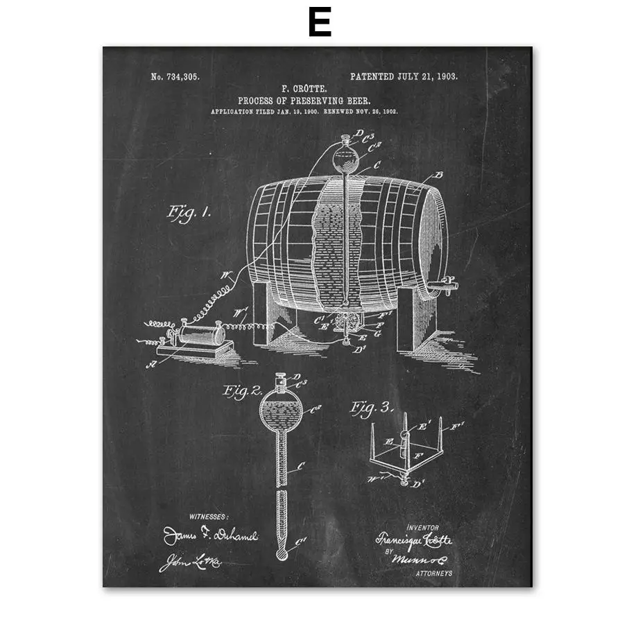 Пивной пивовар механические рисунки настенные художественные картины на холсте скандинавские плакаты и принты винтажные настенные картины для гостиной бара клуба - Цвет: E