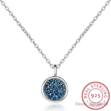 925 пробы Серебряное ожерелье синий кристалл фрагмент мечта Звезда планета ожерелье для женщин цепочка чокер S-N373