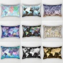 Creative Different color world map pattern rectangle pillow case pillow cover creative coffee bean world map pattern square shape flax pillowcase without pillow inner