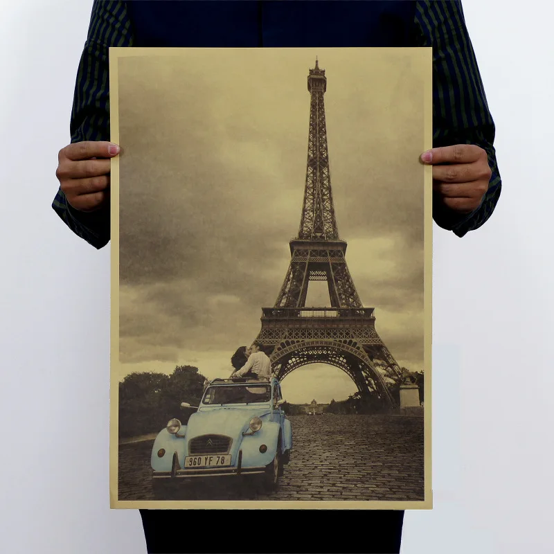 

Vintage Tower Kraft Paper Wall Sticker Poster For Bar Coffee Nostalgic Retro Paper Poster For Home Decoration Painting 51.5X36cm