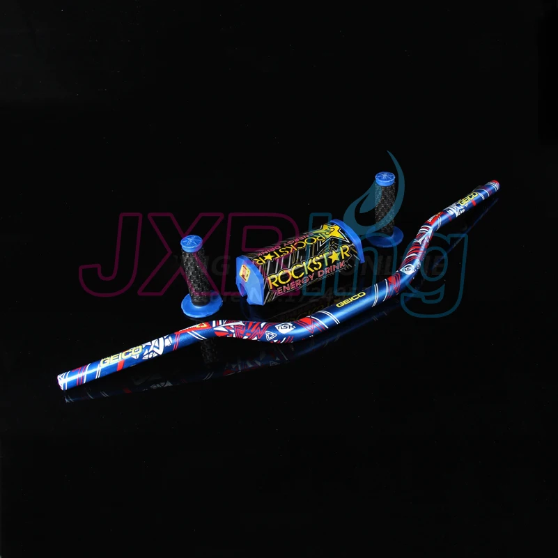 

Blue Fat handlebar 1-1/8" 28mm with grips and Rockstar Pad for MX Motorcycle Motocross Dirt Pit Bike Pitbike