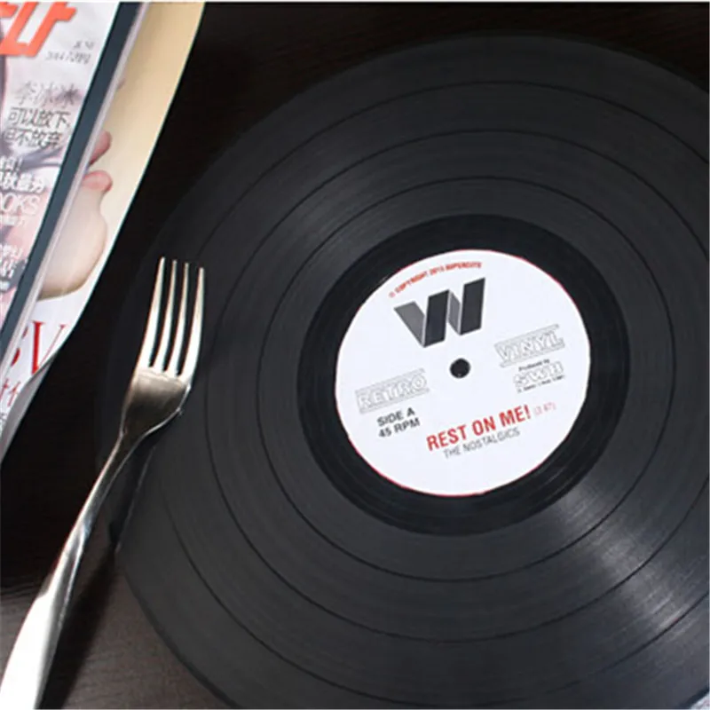 2 قطعة/المجموعة 30*30 سنتيمتر الكلاسيكي سجل الفينيل البلاستيك pvc الجدول حصيرة طاولة طعام حصيرة سادة مضادة زلة المفارش المطبخ وعاء حامل