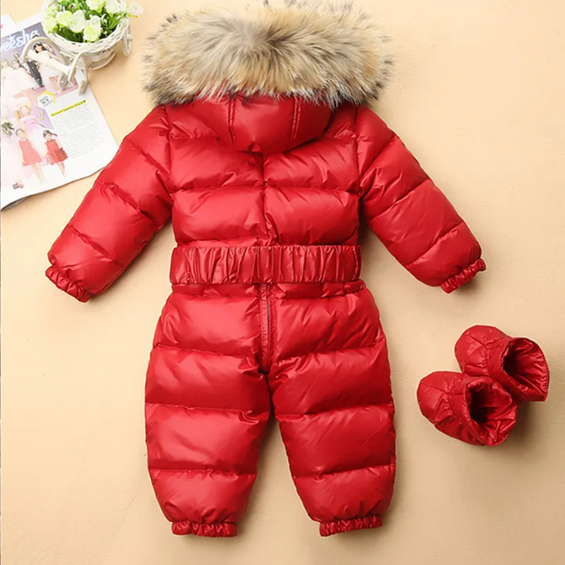 Зимние куртки-пуховики для детей комбинезон для детей на-30 теплое пуховое пальто от 1 до 4 лет теплая зимняя одежда детская одежда для мальчиков и девочек