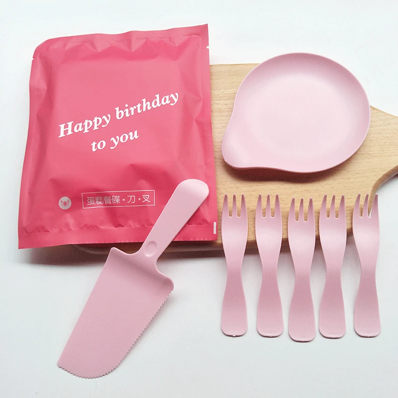 

10pcs Birthday Party Disposable Tableware Party Plastic Knife Fork Cake One-time Party Plates Christmas Supplies Decorations