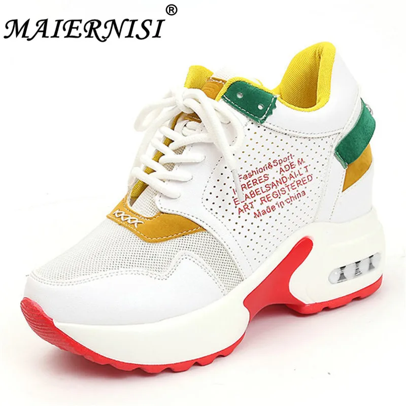 

Fashion Casual Shoes Women Sneakers Spring Autumn Breathable PU Leather Wedge Shoes Woman Creepers Platform Shoes size 35-39