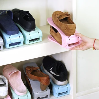 Thicken adjustable Shoe Storage Stand Shelf Shoe Rack Organizer Space Saver Holder Plastic Shoes box