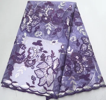 

5yards african lace fabric high quality embroidered african french lace fabric with sequins nigerian lace fabrics PS-Q144