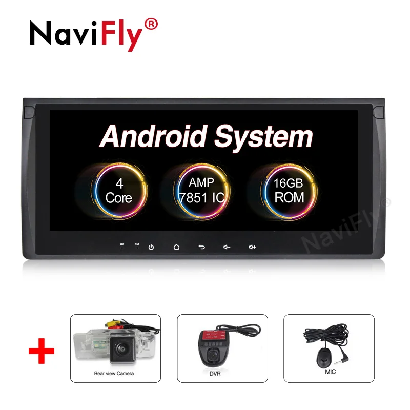 Navifly 10,25 дюймов Android 8,1 автомобильный DVD мультимедийный плеер для BMW X5 E53 E39 gps четырехъядерный стерео аудио навигация головное устройство DVR - Цвет: add camera dvr