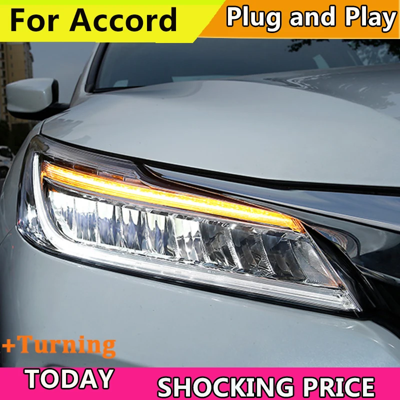 Автомобильный светодиодный налобный фонарь для Honda Accord 10th фары 2016 2017 дальнего